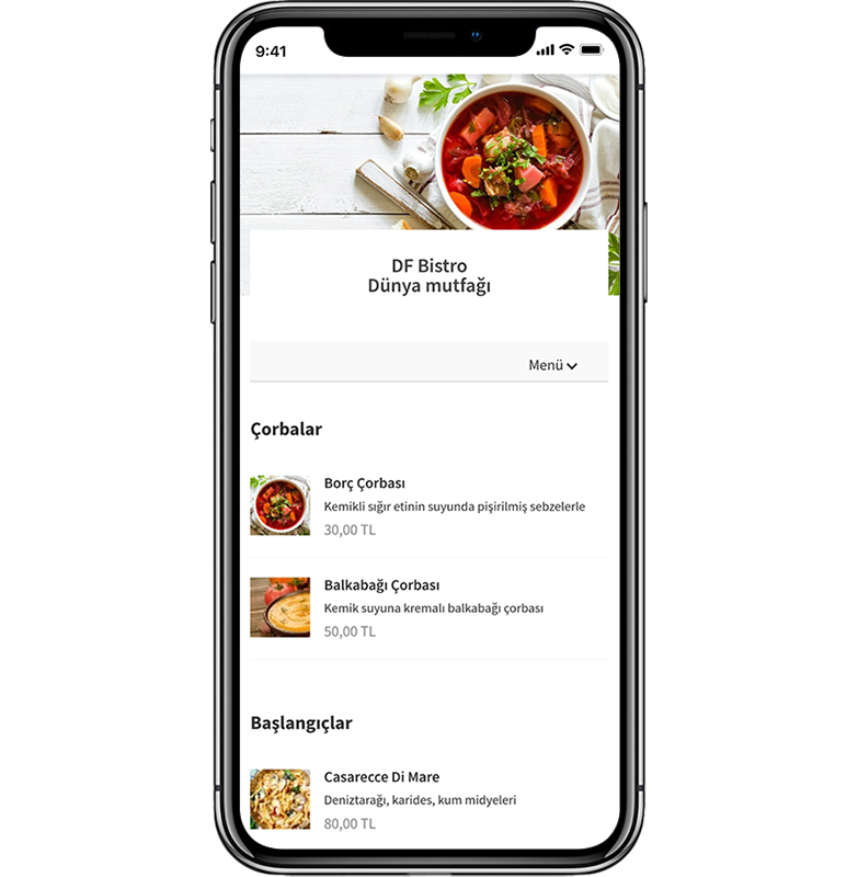 Runmeal dijital menu uygulama ekrani